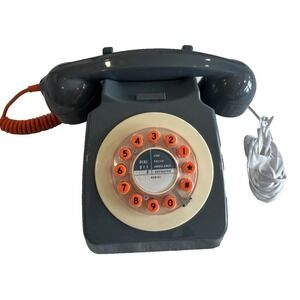 Vintage Push Button Phone Wild & Wolf Orange Button Retro Model 746 Untested